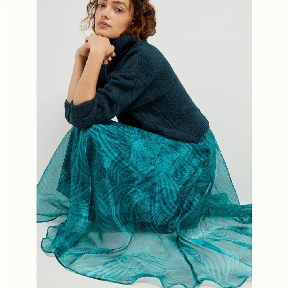 Anthropologie Maeve Organza Maxi Skirt